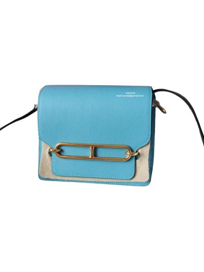 Hermes Roulis Bag Hermes VIP Roulis Shoulder Bag Light Blue Evercolor Leather 19CM 23CM 522819