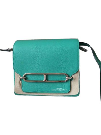 Hermes Roulis Bag Hermes VIP Roulis Shoulder Bag Mint Green Evercolor Leather 19CM 23CM 522805