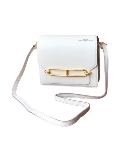 Hermes Roulis Bag Hermes VIP Roulis Shoulder Bag White Evercolor Leather 19CM 23CM 522789