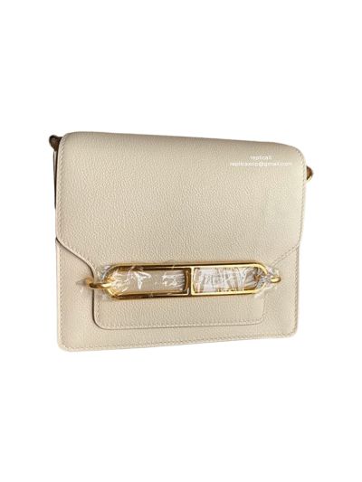 Hermes Roulis Bag Hermes VIP Roulis Shoulder Bag White Evercolor Leather 19CM 23CM 522801
