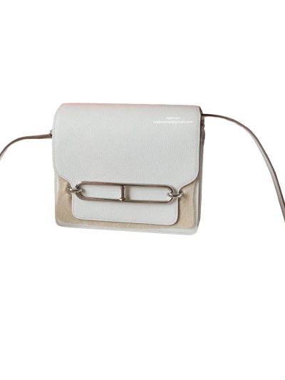 Hermes Roulis Bag Hermes VIP Roulis Shoulder Bag White Evercolor Leather 19CM 23CM 522814
