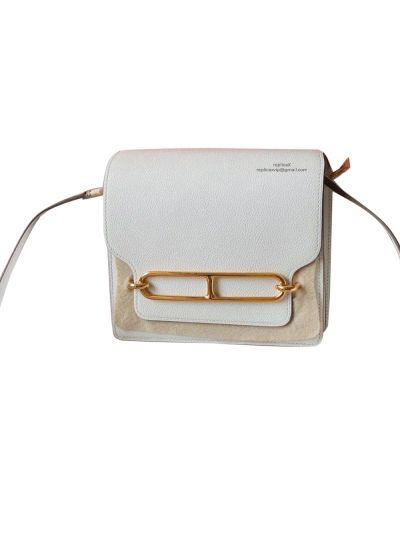 Hermes Roulis Bag Hermes VIP Roulis Shoulder Bag White Evercolor Leather 19CM 23CM 522815
