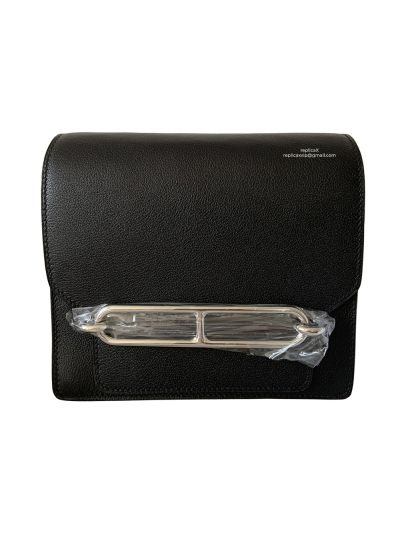 Hermes Roulis Mini 18 Evercolor Handbag Black 18CM 523909