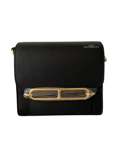  Hermes Roulis Mini 18 Evercolor Handbag Black 18CM 523910