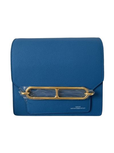 Hermes Roulis Mini 18 Evercolor Handbag Blue 18CM 523908