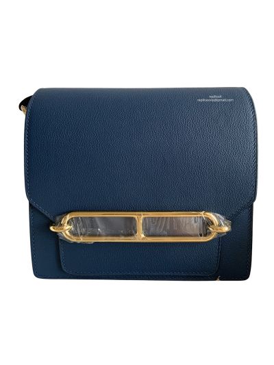 Hermes Roulis Mini 18 Evercolor Handbag Blue 18CM 523911