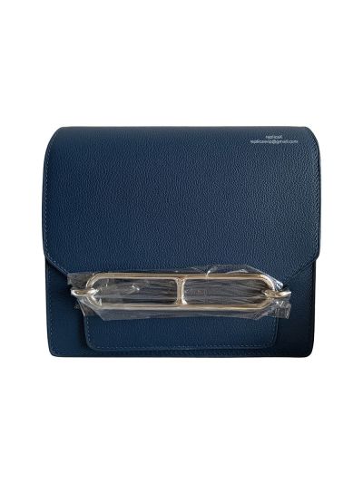 Hermes Roulis Mini 18 Evercolor Handbag Blue 18CM 523912