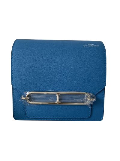Hermes Roulis Mini 18 Evercolor Handbag Blue 18CM 523913