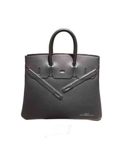 Hermes Shadow Birkin 25 Swift Leather Tote Bag Black 25CM 524682