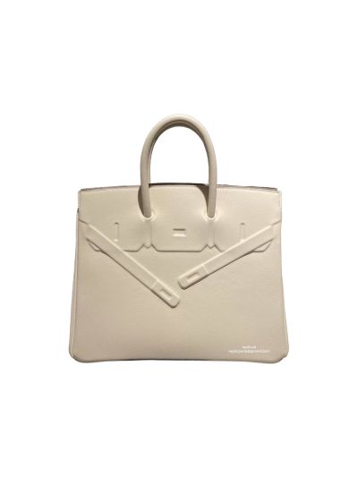 Hermes Shadow Birkin 25 Swift Leather Tote Bag Off White 25CM 524681