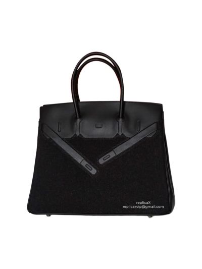 Hermes Shadow Birkin 35 Black Evercalf Leather Limited Edition Bag 522186
