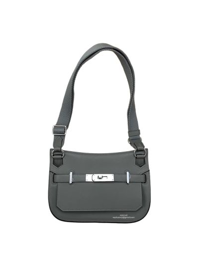 Hermes Swift Leather Mini Jypsiere Shoulder Bag Dark Gra 523421