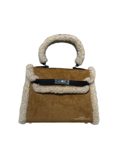 Hermes Teddy Kelly 20 Shearling Brown Leather Bag 20CM 523428