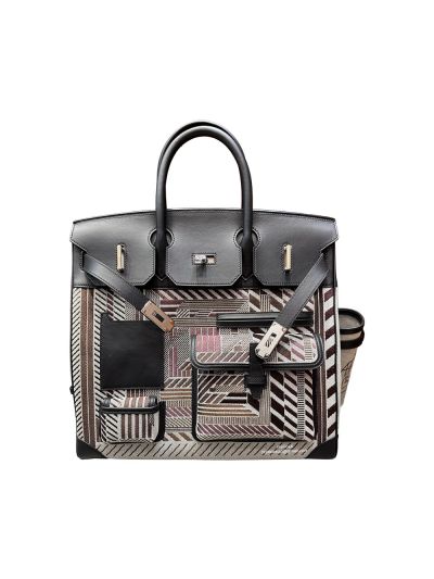 Hermes Toile Cargo HAC Birkin 40 Business Travel Tote Bag Black 40CM 525286