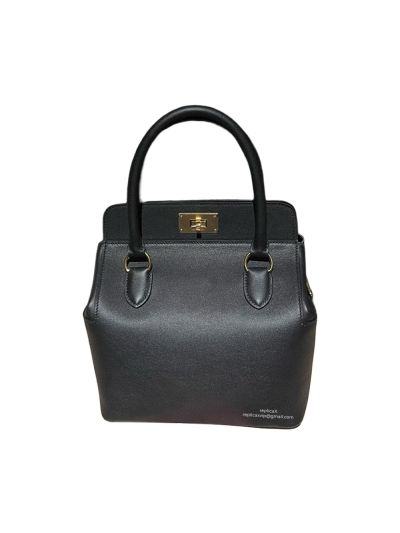 Hermes Toolbox 20 Leather Tote Shoulder Bag Black 522970