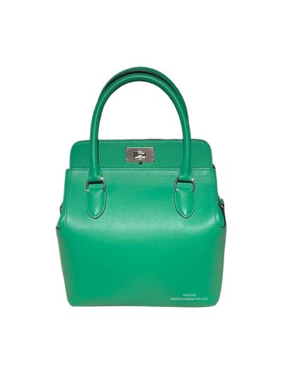 Hermes Toolbox 20 Leather Tote Shoulder Bag Green 522971