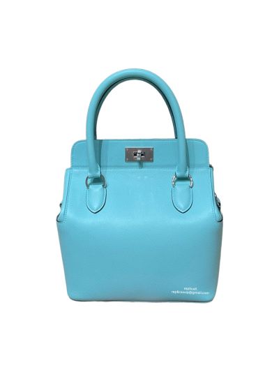 Hermes Toolbox 20 Leather Tote Shoulder Bag Light Blue 522972