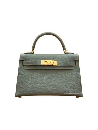 Hermes Top Handle Bag Hermes VIP Mini Kelly 19 Shoulder Bag Dark Green Epsom Calfskin 19CM 522852