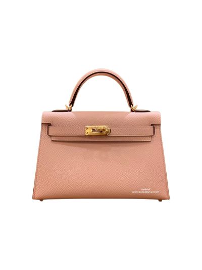 Hermes Top Handle Bag Hermes VIP Mini Kelly 19 Shoulder Bag Pink Calfskin 19CM 523345