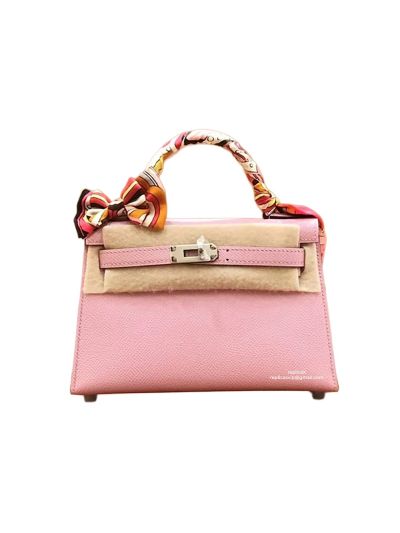 Hermes Top Handle Bag Hermes VIP Mini Kelly 19 Shoulder Bag Pink Epsom Calfskin 19CM 522839 