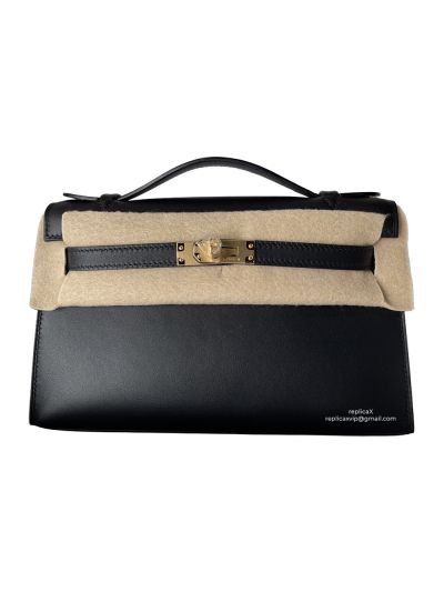 Hermes Top Handle Bag Hermes VIP Mini Kelly Top Handle Bag Black Swift Calf Leather 22CM 522860