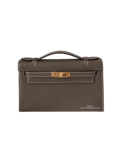 Hermes Top Handle Bag Hermes VIP Mini Kelly Top Handle Bag Gray Swift Calf Leather 22CM 522864