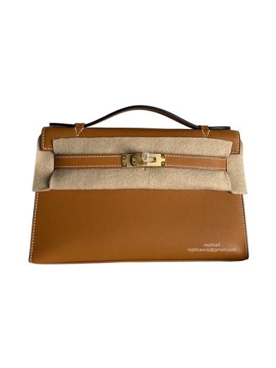 Hermes Top Handle Bag Hermes VIP Mini Kelly Top Handle Bag Tan Swift Calf Leather 22CM 522859
