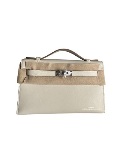 Hermes Top Handle Bag Hermes VIP Mini Kelly Top Handle Bag White Swift Calf Leather 22CM 522858