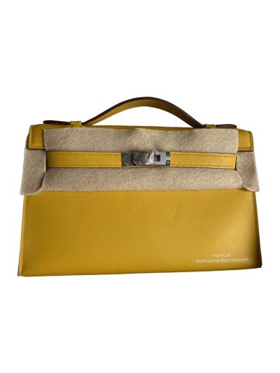 Hermes Top Handle Bag Hermes VIP Mini Kelly Top Handle Bag Yellow Swift Calf Leather 22CM 522857