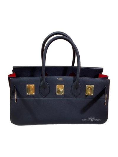 Hermes Top Handle Bag Hermes VIP Shoulder Birkin 42 JPG Bag Black Togo Leather 522879