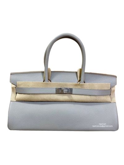 Hermes Top Handle Bag Hermes VIP Shoulder Birkin 42 JPG Bag Gray Togo Leather 522906