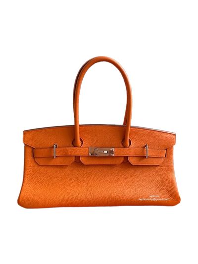 Hermes Top Handle Bag Hermes VIP Shoulder Birkin 42 JPG Bag Orange Togo Leather 522883