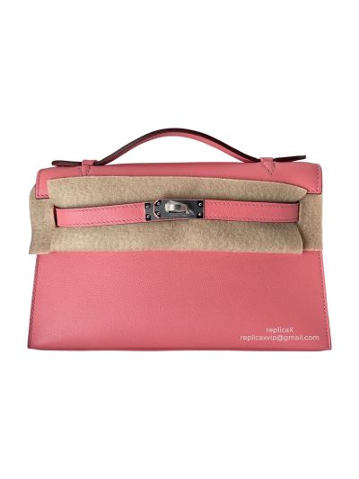 Hermes Top Handle Hermes VIP Kelly Mini Pochette Craie Swift Leather Bag Pink 22CM 522887