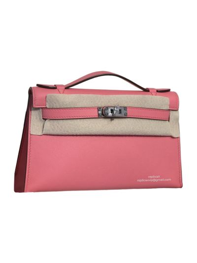 Hermes Top Handle Hermes VIP Kelly Mini Pochette Craie Swift Leather Bag Pink 22CM 522890