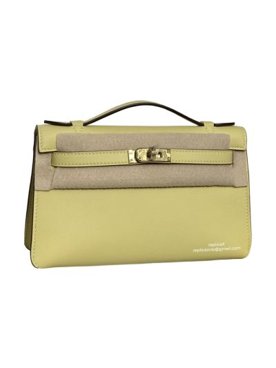 Hermes Top Handle Hermes VIP Kelly Mini Pochette Craie Swift Leather Bag Yellow 22CM 522911
