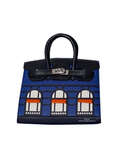 Hermes Tote Bag Hermes VIP Birkin 25 Sellier Faubourg House Bag Black Crocodile Leather 522921