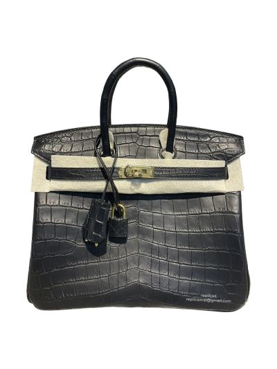 Hermes Tote Bag Hermes VIP Birkin 25 Tote Bag Black Original Crocodile Leather 522923
