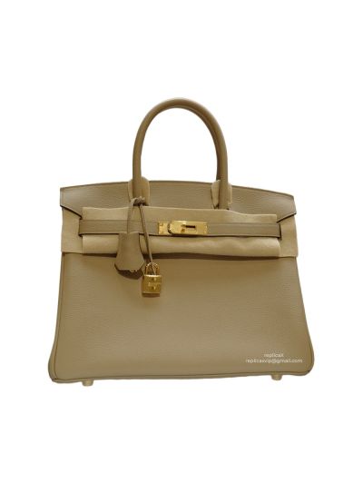 Hermes Tote Bag Hermes VIP Birkin 30 Top Handle Bag Beige Togo Leather 522929