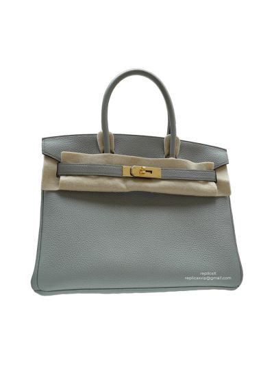Hermes Tote Bag Hermes VIP Birkin 30 Top Handle Bag Gray Togo Leather 522935