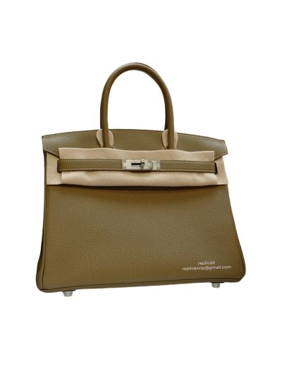 Hermes Tote Bag Hermes VIP Birkin 30 Top Handle Bag Khaki Togo Leather 522934