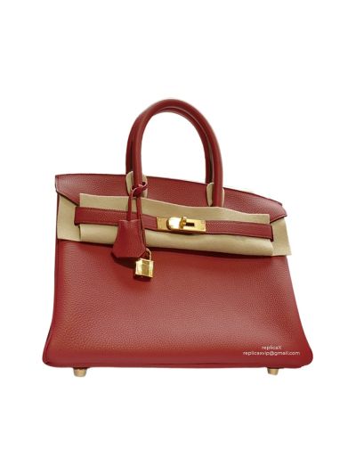 Hermes Tote Bag Hermes VIP Birkin 30 Top Handle Bag Red Togo Leather 522944
