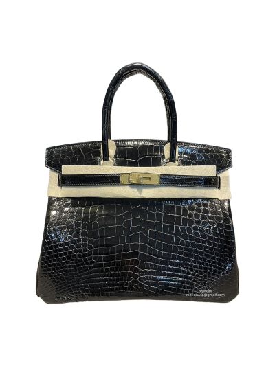 Hermes Tote Bag Hermes VIP Birkin 30 Tote Bag Black Original Crocodile Leather 522948
