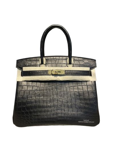 Hermes Tote Bag Hermes VIP Birkin 30 Tote Bag Black Original Crocodile Leather 522949
