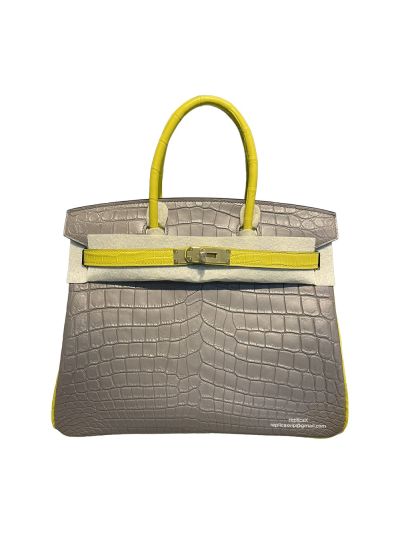 Hermes Tote Bag Hermes VIP Birkin 30 Tote Bag Gray Original Crocodile Leather 522947
