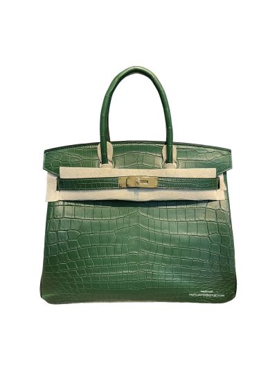 Hermes Tote Bag Hermes VIP Birkin 30 Tote Bag Green Original Crocodile Leather 522945