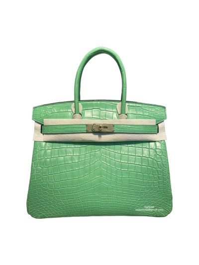 Hermes Tote Bag Hermes VIP Birkin 30 Tote Bag Green Original Crocodile Leather 522946