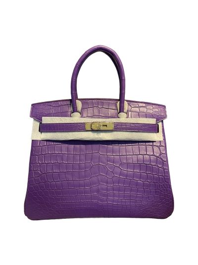 Hermes Tote Bag Hermes VIP Birkin 30 Tote Bag Purple Original Crocodile Leather 522951