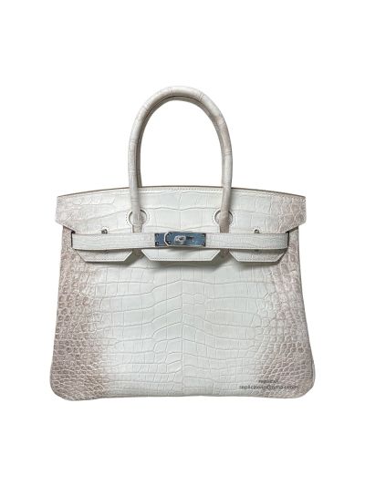 Hermes Tote Bag Hermes VIP Birkin 30 Tote Bag White Gray Original Crocodile Leather 522952