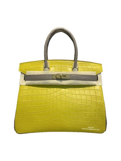 Hermes Tote Bag Hermes VIP Birkin 30 Tote Bag Yellow Original Crocodile Leather 522964