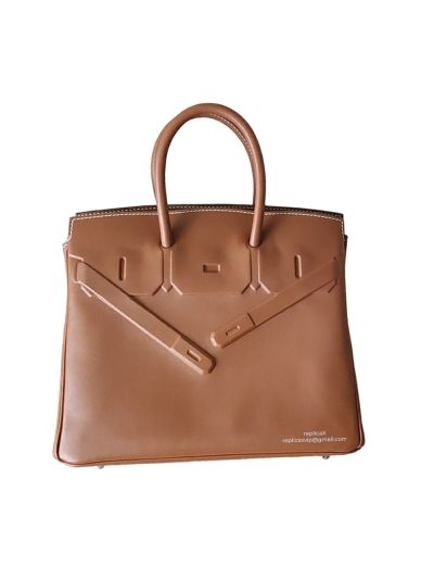 Hermes Tote Bag Hermes VIP Birkin Shadow 25 Rouge Sellier Tote Bag Brown Leather 522958